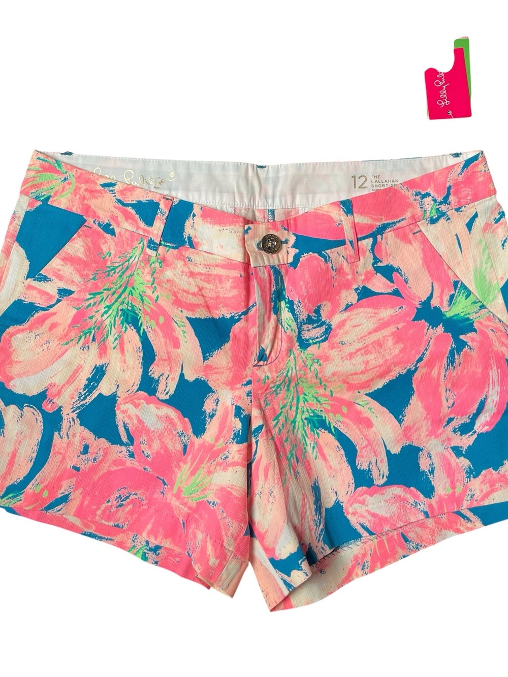 NWT Lilly Pulitzer Callahan Short 5" Tidal Wave Pans Garden Size 12 Cotton